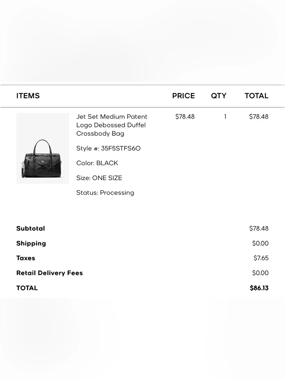 Michael Kors Black Patent Satchel with Embossed MK